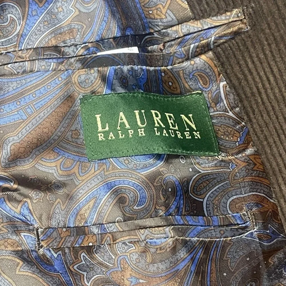 Lauren Ralph Lauren Men's Brown Corduroy Blazer 42L Two-Button Notch Lapel